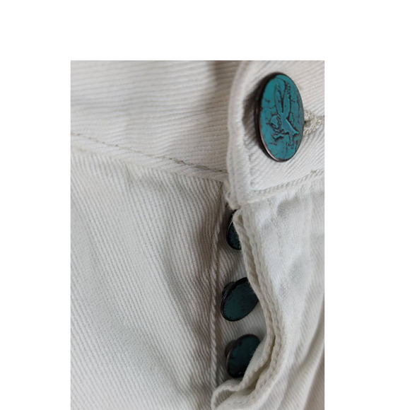 One By One Teaspoon Junk Yard White Turquoise Button Fly Frayed Hem Skirt 25 - Picture 5 of 9